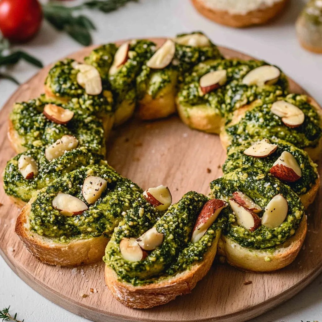 Veganer Macadamia-Pesto-Brotkranz