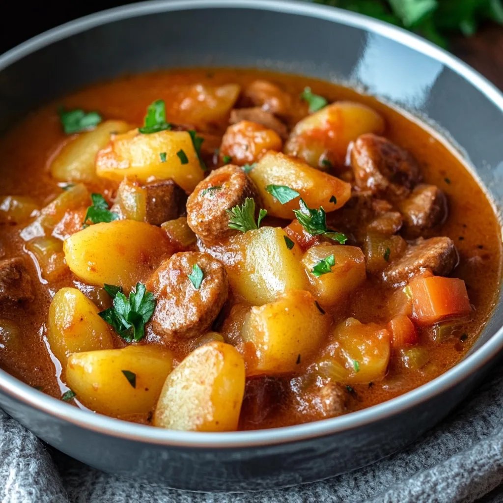 Kartoffelgulasch mit Wiener Würstchen